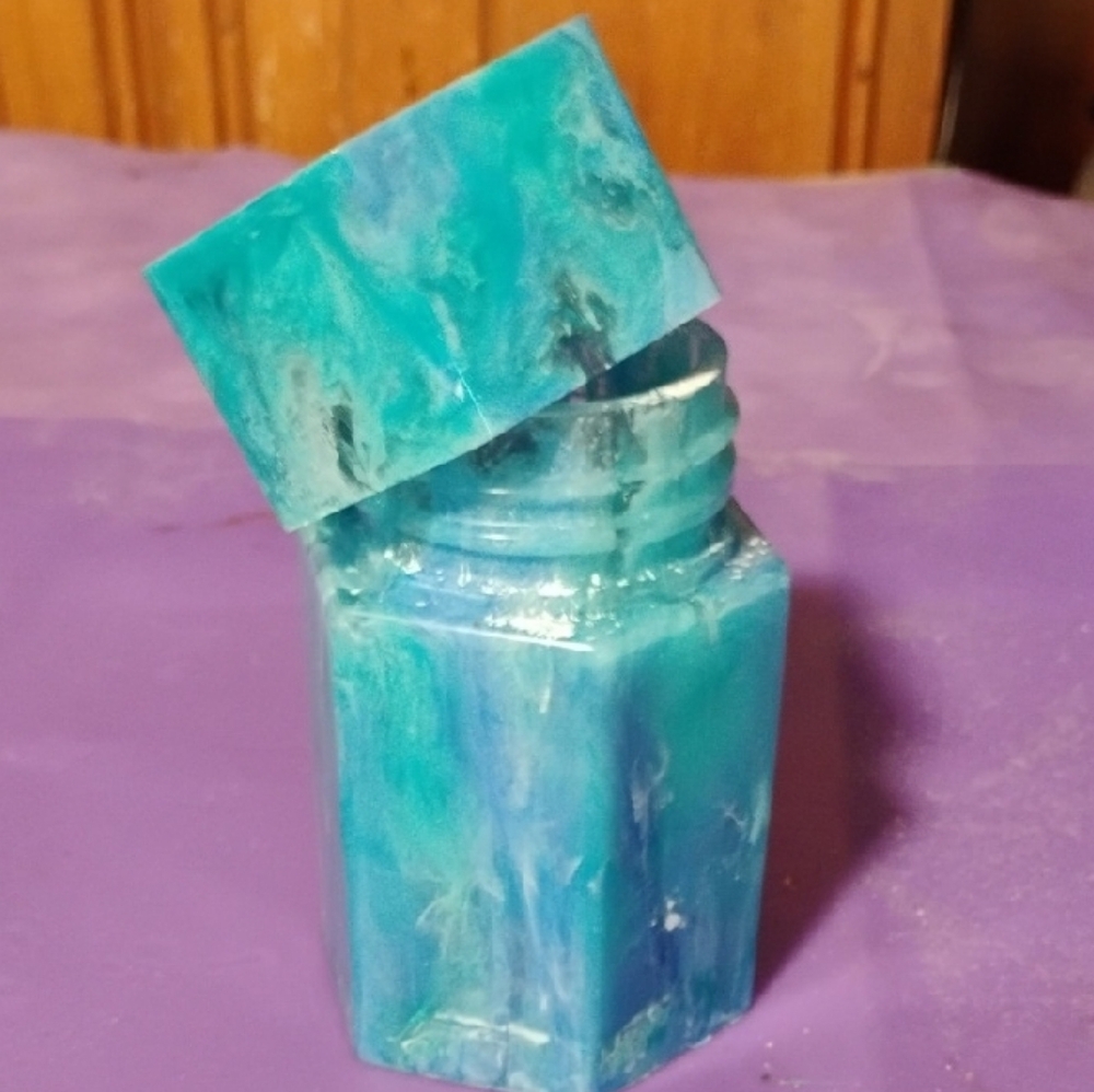 Blue and Green Hexagonal Jar